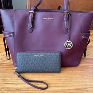 Michael Kors Purple Tote with Gold Accents